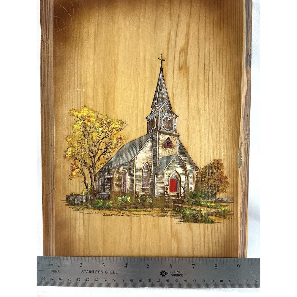 Live Edge Gifts Rustic Church Wood Wall Art Hand Painted Engraved Plaque 12” (B) - Picture 6 of 11